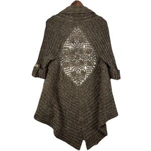 BCBG Max Azria Boho Knit Cardigan Sweater Crochet Back Size‎ S